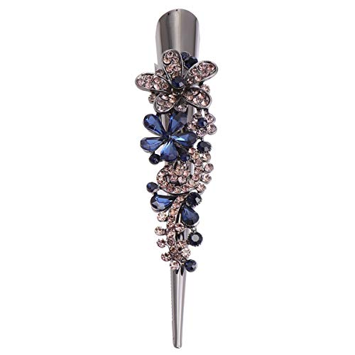 SAFIGLE Entenschnabel Clip Mit Strasssteinen Dunkelblau Haarspange Aus Metall Für Damen Haarschmuck Für Reisen Und Alltag Haarnadel Mit Dekorativem Design von SAFIGLE
