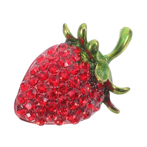 SAFIGLE Strass Brosche Erdbeere Für Damen Obst-abzeichen Mit Strasssteinen Stilvolle Etiketten-anstecknadel Für Anzug Kleid Oder Tasche Party-schmuckaccessoire von SAFIGLE