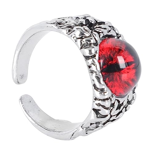 SAFIGLE Evil Eyeball Unisex Offener Ring Verstellbar Modeaccessoire für Damen Herren Schmuckstücke für Besondere Anlässe Tiefrotes Design von SAFIGLE