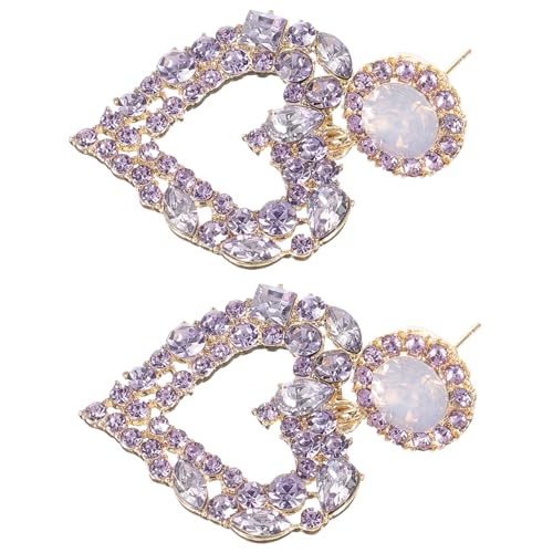SAFIGLE Extravaganter Herz Ohrring Umweltfreundlichem Legierungs Material mit Funkelnden Strasssteinen Modisches Accessoire für Damen als Brautschmuck und von SAFIGLE