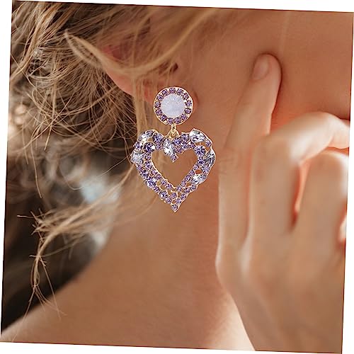 SAFIGLE Extravaganter Herzförmiger Ohrhänger mit Strassbesatz Legierung Ohrringe für Damen Große Ohrschmuck für Hochzeit Party Alltagslook Stylische Ohrdekoration von SAFIGLE