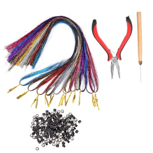 SAFIGLE Farbige Haarverlängerung Farben Synthetische Strähnen mit Silikon Buckles Zange und Häkelnadel für Mädchen Party Highlights Vielseitige Stylische Haarverlängerungs Accessoires von SAFIGLE