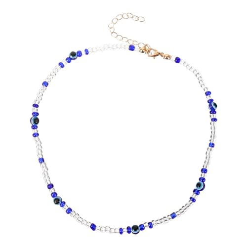 SAFIGLE Fashionable Beads Clavicle Chain Necklace für Frauen Kreatives Design mit Bunten Perlen und Augenmotiv für Strand und Alltagsmode von SAFIGLE