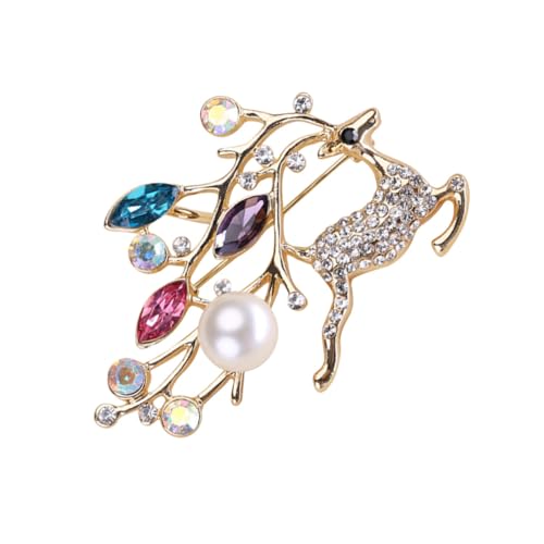 SAFIGLE Fashionable Christmas Deer Brooch mit Perlen für Damen Brosche als Party Dekoration für Hochzeiten Geburtstage und Besondere Anlässe Roségold mit Schimmerndem Look von SAFIGLE