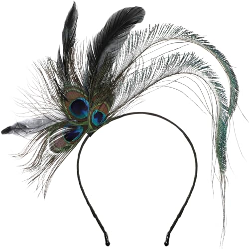 SAFIGLE Eleganter Pfauenfeder Haarreif Für Partys Einzigartiges Headdress Für Frauen Robuster Und Stilvoller Kopfschmuck Für Feierlichkeiten Für Fotos Mit Freunden Und Familie von SAFIGLE