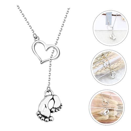 SAFIGLE Feet Halskette aus Metalllegierung mit Herzanhänger Stilvolles Schmuckstück für Frauen Muttertagsgeschenk und Shower für Werdende Mütter und Neue Mamas von SAFIGLE