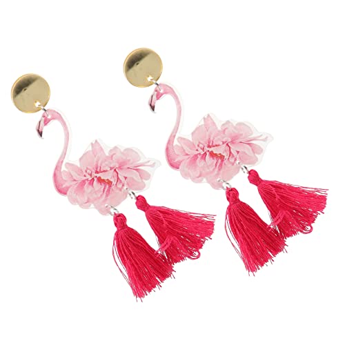 SAFIGLE Flamingo Ohrhänger mit Quaste Damen Ohrringe Tropfen Schmuck Leicht Modisch Vielseitig für Alltag Party von SAFIGLE