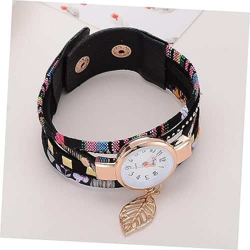 SAFIGLE Damen Quarz Armbanduhr Mit Eleganten Blattanhänger Modische Und Stilvolle Uhr Für Frauen Für Alltag Und Besondere Anlässe Schwarz von SAFIGLE