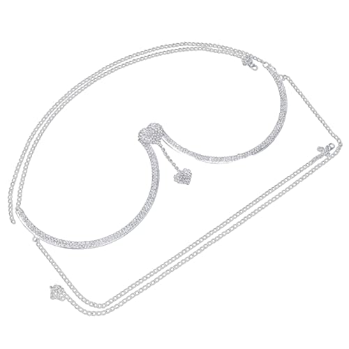 SAFIGLE Brustkette Mit Strass Und Herzanhänger Für Frauen Kette Als Körperkette Mit Strass Für Tanzparty Und Kostümparty Langlebiger Schmuck Für Damen Und Mädchen von SAFIGLE