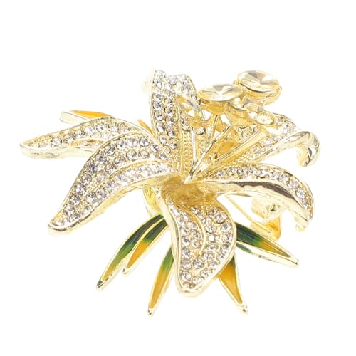 SAFIGLE Blumenbrosche Lilien Brosche Dekorative Brosche Für Damen Kleidung Mode Accessoire Elegante Mit Strass Für Anzüge Kragen Und Tasche von SAFIGLE