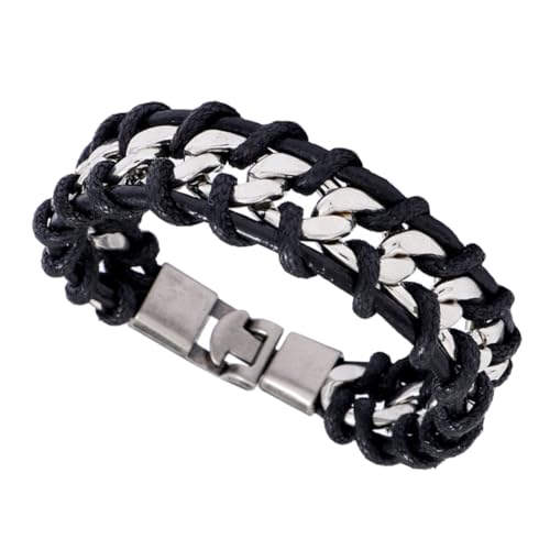 SAFIGLE Geflochtenes Armband für Männer Punk Stil Handgelenksmanschette und für Anlässe Wie Hochzeiten und Partys Schwarzer Farbe SAFIGLE Geflochtenes Armband für Männer Punk Stil Handgelenksmanschette und für Anlässe Wie Hochzeiten und Partys Schwarzer Farbe von SAFIGLE