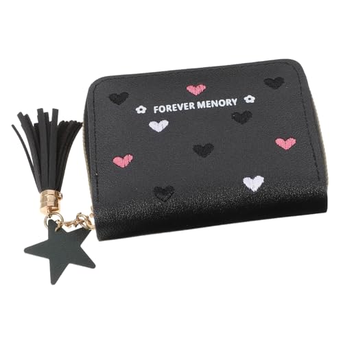 SAFIGLE Damen Pu Kunstleder Geldbörse Kleine Münzfach Brieftasche Kartenhalter Süßes Portemonnaie Für Frauen RFID Schutz Schwarz von SAFIGLE