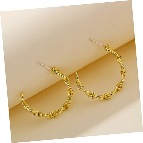 SAFIGLE Geometrische C Förmige Ohrstecker Retro Metallohrringe Damen Unregelmäßige Ohrschmuck Vielseitig für Alltag Geburtstag und Besondere Anlässe von SAFIGLE