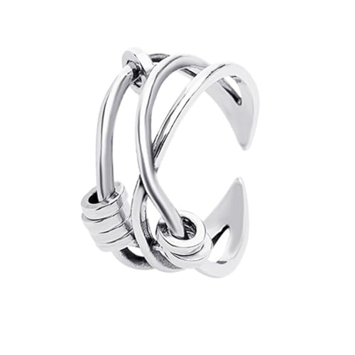 SAFIGLE Fidget Ring Damen Verstellbarer Stressring Geometrischer Knuckle Ring Mit Perlen Für Angstbewältigung Chic Finger Schmuck Für Jeden Anlass von SAFIGLE
