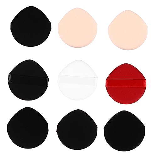 SAFIGLE Gesichts Make Up Quaste 9 Stück Waschbare Puderquaste für Frauen Flauschige Kosmetik Kissen für Lose Puder mit Riemen für Sanfte Anwendung von SAFIGLE
