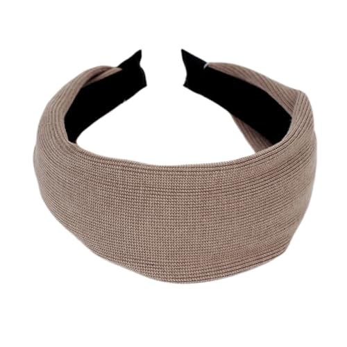 SAFIGLE Gestricktes Stirnband Damen Breit Elastisch Haarband Wiederverwendbar Einfache Kopfbedeckung Khaki für Alltag Party Frisur von SAFIGLE
