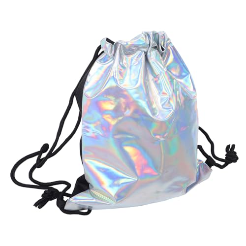 SAFIGLE 1stück Holographic Drawstring Backpack Für Damen Fashion Rucksack Mit Großem Stauraum Und Stilvollem Design Für Schule Und Freizeit Hochwertigem Pu-Material Silberne Farbe von SAFIGLE