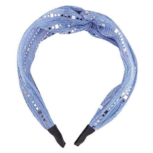 SAFIGLE Knoten Stirnband Glänzend Blau Damen Kreuz Haarband Party Netz Haarschmuck Accessoire Modisch von SAFIGLE