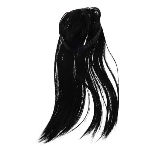 SAFIGLE Glatte Stirnbandperücke mit – 40 cm Perückenstirnband, schwarzes Haarteil mit Netz – Unsichtbares Clip-In-Haarteil-Accessoire für Frauen zur Volumensteigerung von SAFIGLE