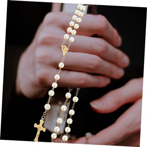 SAFIGLE Kreuz Halskette Mit Goldenen Perlen Für Damen Und Herren Elegantes Schmuckstück Leicht Und Strapazierfähig Als Für Jeden Anlass Für Hochzeiten Partys Und Täglichen von SAFIGLE