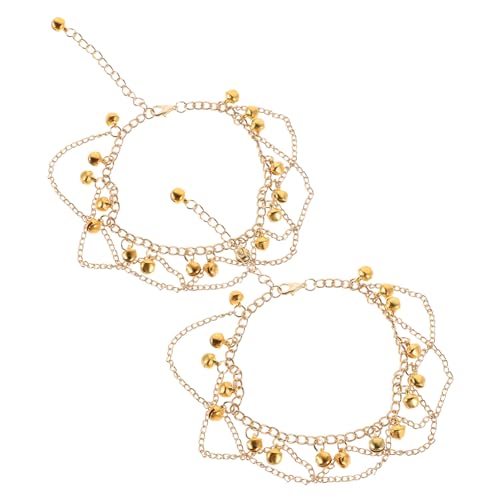SAFIGLE Goldenes Boho Fußkettchen mit Mehrlagigen Klingelglöckchen und Quasten Verstellbares Damen Knöchel Armband für Tanzaufführungen Partys und Besondere Anlässe Eleganter Fußschmuck von SAFIGLE