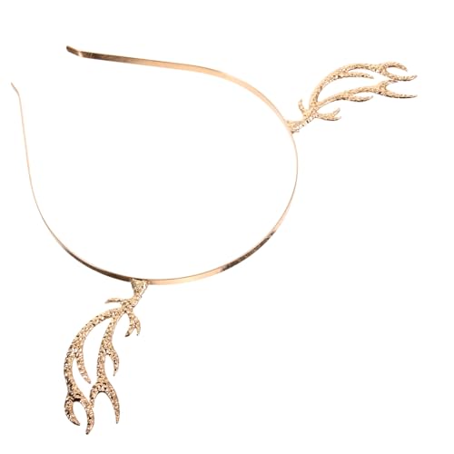 SAFIGLE Goldfarbenes Rentiergeweih Haarreif aus Legiertem Leichtes nicht Verblassendes Haarband für Damen und Mädchen Verstellbar für Weihnachten Karneval und Festliche Partys von SAFIGLE