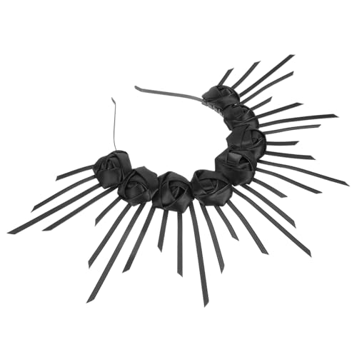 SAFIGLE Gothic Haarreif Damen Spike Krone Haaraccessoire mit Stoffrose Cosplay Kopfschmuck für Halloween Party Brautfest von SAFIGLE