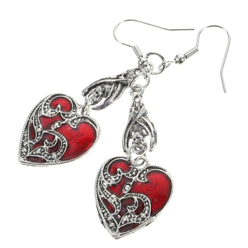 SAFIGLE Gothic Ohrringe Frauen Herz Hängend Rote Statement Ohrhänger Halloween Schmuck Für Damen Party Alltag von SAFIGLE