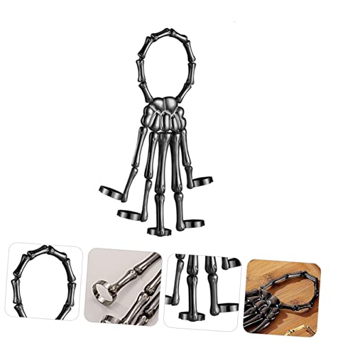 SAFIGLE Gothic Skull Finger Armband Metall Skelett Handkette mit Ring Halloween Schmuck Damen Festival Karneval Cosplay von SAFIGLE