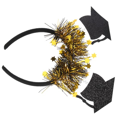 SAFIGLE Graduationsstirnband mit Goldenem Doktorhut und Sternen Elastisches Kopfschmuck accessoire für Abschlussfeiern Partydekoration und Fotorequisit für Studenten und Erwachsene von SAFIGLE