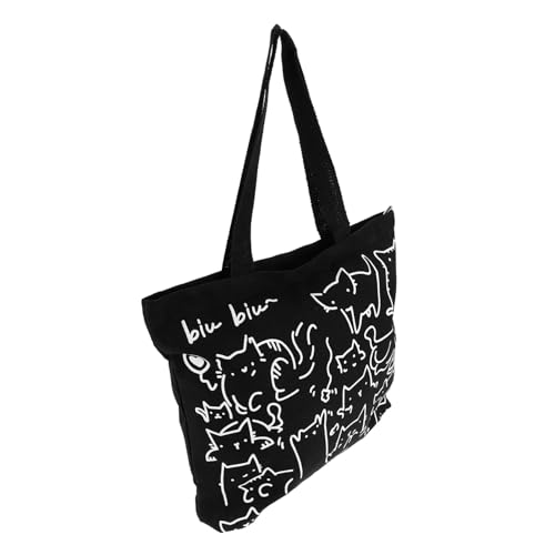 SAFIGLE Große Canvas Handtasche mit Süßem Tier Motiv Vielseitige Schultertasche für Damen Robuste Einkaufstasche mit Hoher Kapazität für Alltag Reisen und Outdoor Einsatz von SAFIGLE