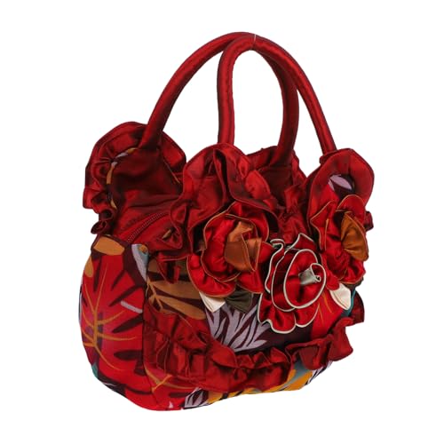 SAFIGLE Große Damen Tote Bag aus Canvas mit Reißverschluss Handgefertigtem Blumenmuster Leichter Casual Shopper für Alltag Einkaufen und Freizeit Stilvolle Praktische Tragetasche in von SAFIGLE