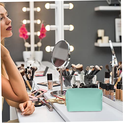 SAFIGLE Große Kosmetiktasche Damen Handtasche mit Kreuzmuster Leichte Tragbare Makeup Bag Vielseitig für Reisen Outdoor Camping Business und Badorganizer Kleine Grüne PU Tasche von SAFIGLE