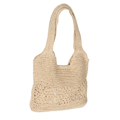 SAFIGLE Große Sommer Strandtasche Geflochtene Strohtasche Handgewebte Schultertasche mit Gepolsterten Trägern für Urlaub Alltag und Reisen Leichtes Material und Viel Stauraum von SAFIGLE