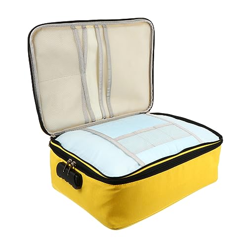 SAFIGLE Großer Kapazität Multifunktionaler Dokumenten Und Kartenetui Mit Schloss Upgrade Doppelreißverschluss Ideal Für Geschäftsreisen Und Haushaltsaufbewahrung von SAFIGLE