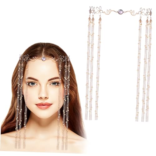 SAFIGLE Kopfkette Kopfschmuck Haarkette Damen Lange Quaste Kopfbedeckungen Festival Hochzeit Frauen Schmuck Haarschmuck von SAFIGLE