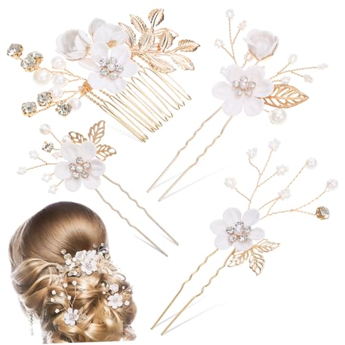 SAFIGLE Haarnadeln Blumen Für Braut Seitenkämme Hochzeit Schmuck Haarspangen Frauen Haaraccessoires Hochsteckfrisur von SAFIGLE