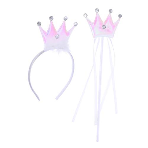 SAFIGLE Haarreif Für Kleine Mädchen Prinzessinnen-tiara Mit Schleifen-design Kindersicheres Kunststoff Stirnband Party-haarband Für Geburtstage Und Verkleidung Mit Zauberstab von SAFIGLE