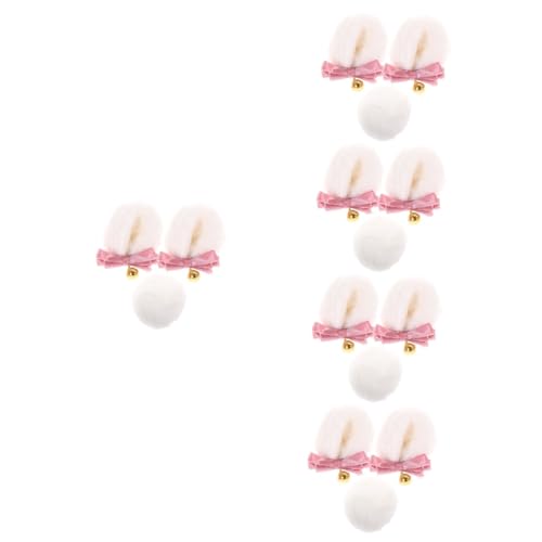 SAFIGLE Haarreif Mit Bärenohren 5 Sätze Bär Ohr Haarspange Plüschohren-stirnband Flauschiges Stirnband Haarnadel Mit Bärenohren Bärenschwanzanzug Haar Haarspangen Tragen Bärenstirnband Stoff Weiß von SAFIGLE