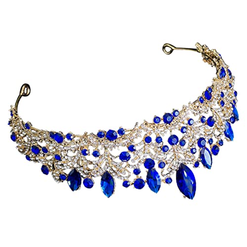SAFIGLE Haarschmuck mit Diamantkrone Party Erwachsene Braut Tiara für Bachelorette Abs Kronen Hochzeitskrone Braut Strasskrone für Damen hochzeit braut Zinklegierung Blue von SAFIGLE