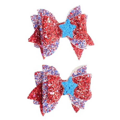SAFIGLE Haarspangen Für Mädchen Unabhängigkeitstag Haarschmuck Mit Stern Und Schleife Dekorationen Zum Feiertags-haarnadel von SAFIGLE