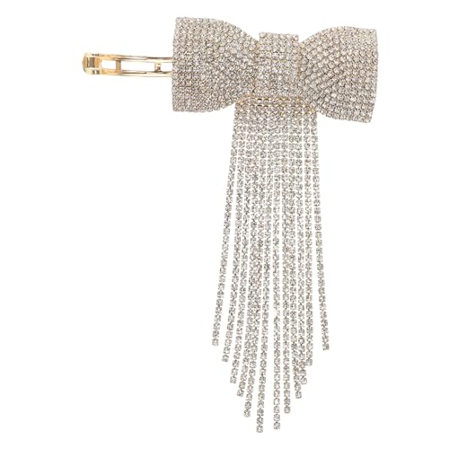 SAFIGLE Haarspange Mit Strass-schleife Und Langer Quaste -klammer Aus Haarschmuck Für Damen Party-accessoire Hochzeits-frisurenclip Modischer Gold-haarnadel-clip Elegant Für von SAFIGLE