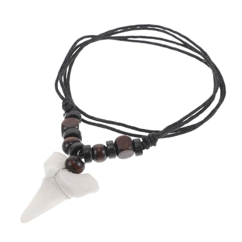 SAFIGLE Haifischzahn Halskette für Männer Frauen Verstellbare Kordel mit Handgefertigten Holzperlen Strand Schmuck Inspiriert von Natur von SAFIGLE