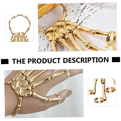 SAFIGLE Halloween Armband Damen Herren Metall Skelett Handgelenk Schmuck mit Schädel Finger Ring für Cosplay Street Dance Party Halloween Kostüm von SAFIGLE