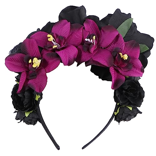 SAFIGLE Halloween Blumenhaarband mit Großen Rosen Leicht und Bequem Wiederverwendbar für Fotos und Partys Einzigartiges Design für Einen Auffälligen Look Zufällige Farbe von SAFIGLE