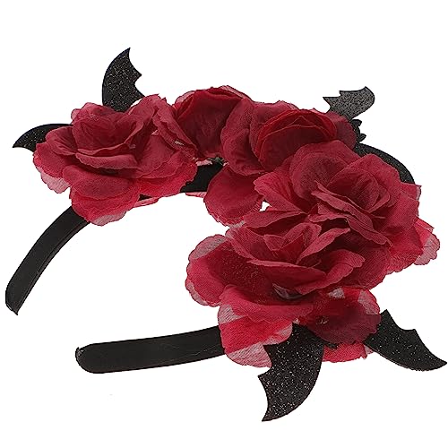 SAFIGLE Halloween Damen Haarreif mit Rosen und Fledermaus Design Komfortables Langlebiges Party Haarband für Halloween Kostüme und Festliche Anlässe Modisches Damen Haarschmuck Accessoire von SAFIGLE