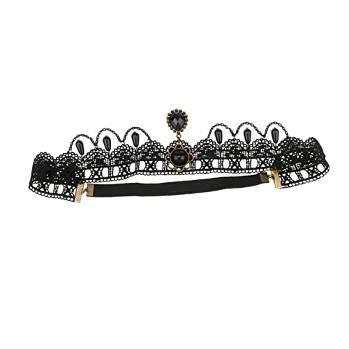 SAFIGLE Halloween Haarreif Damen Stirnband mit Elastischem Spitzenbesatz und Funkelnder Strassdekoration Verstellbar und Bequem Geeignet für Halloween Kostüm und Partyaccessoires von SAFIGLE