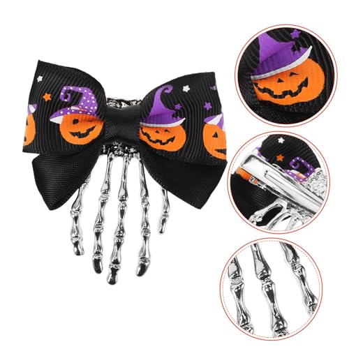 SAFIGLE Halloween Haarspangen Haarschleife LED Horror Knochen Damen Deko Schleife Haarspange Skelett Grusel Party Accessoires Gothic Frau Für Accessoire Gebogener Kleiner Mit von SAFIGLE