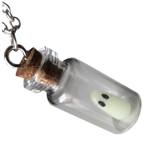 SAFIGLE Halloween-glow-in-the-dark-geister-halskette Im Dunkeln Leuchtende Halskette Miniflaschen Mit Kette Kleiner Geist in Einer Fläschchenkette Glas Dekoratives Gefäß Mit Deckel von SAFIGLE