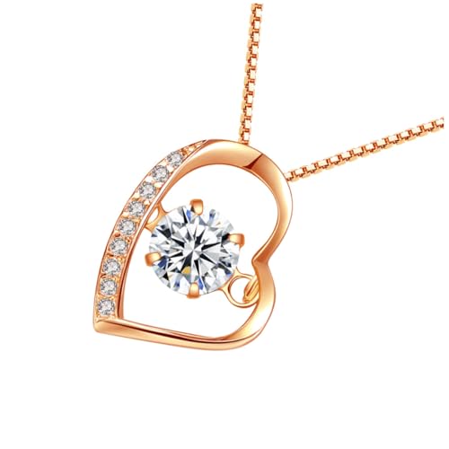 SAFIGLE Halsanhänger Für Damen Herzförmige Halskette Mit Funkelndem Kristall Stilvolles Silbernes Medaillon Für Den Täglichen Gebrauch von SAFIGLE